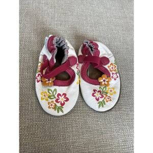 Robeez Baby Girl Shoes Floral Mary Jane Pink 6-12 Months Straps Soft Leather